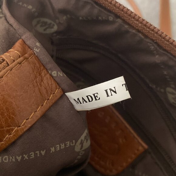 Derek Alexander Two Sided Zip Cross Body Bag Tan Premium Genuine Leather - Picture 12 of 16